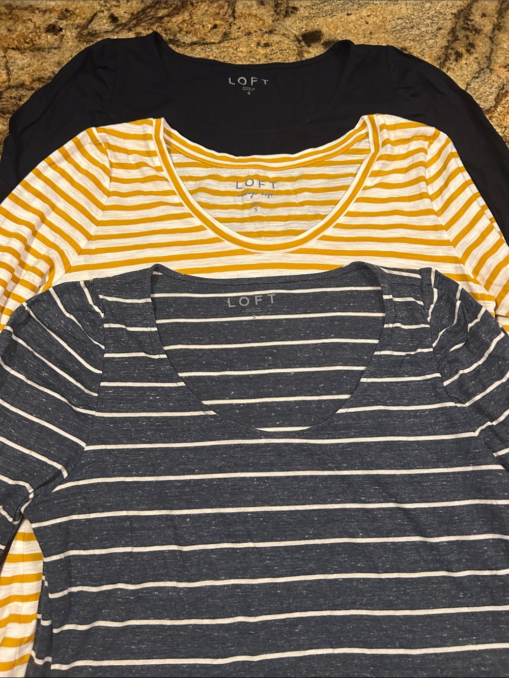 LOFT Scoop Neck Tops- Navy, Mustard, Blue